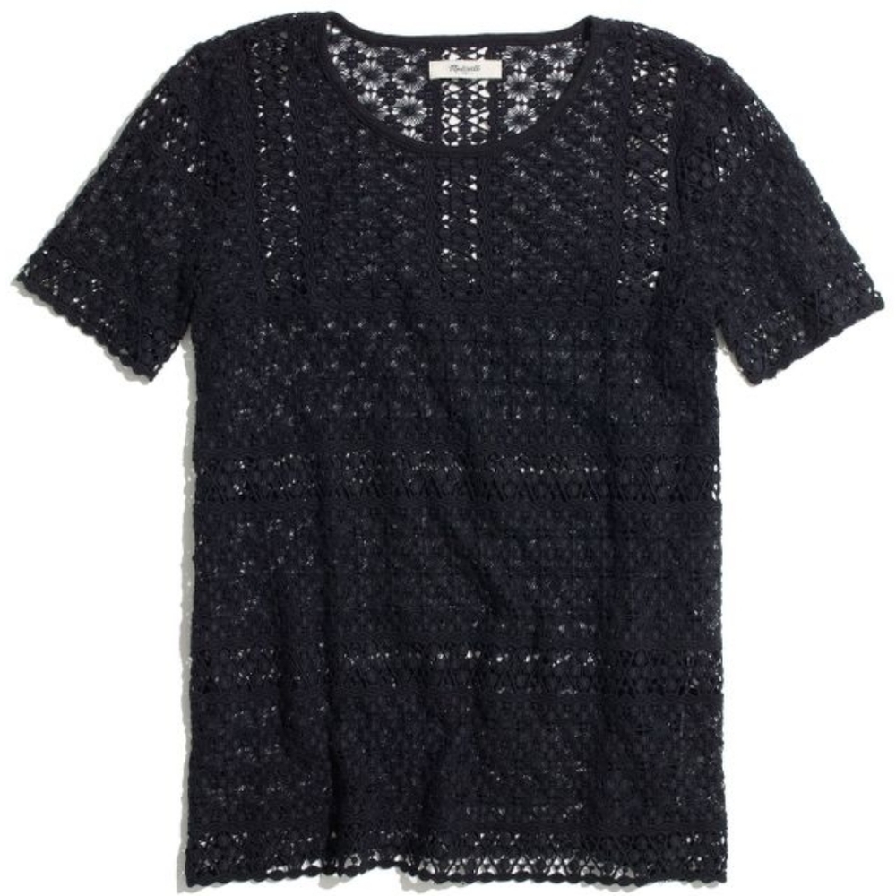 Madewell Crochet Mix Top size S in black
